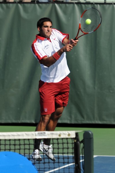 Matt Kandath lost Stanford's only singles match against BYU, as No. 106 Patrick Kawka knocked No. 76 Kandath off 7-6, 2-6, 7-6 (3) in the closest match of the weekend. (SIMON WARBY/The Stanford Daily)