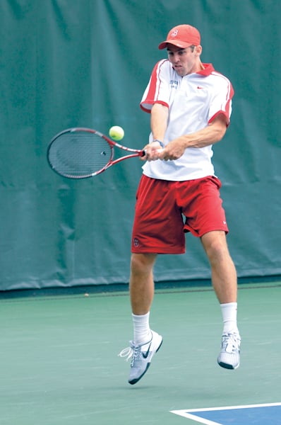 Senior All-American Bradley Klahn's return to the lineup has allowed head coach John Whitlinger to return to his preferred doubles teams, which won the Cardinal the crucial doubles point as part of its 6-1 win over Cal this weekend. (SIMON WARBY/The Stanford Daily)