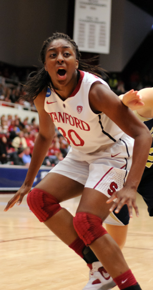 Senior forward Nnemkadi Ogwumike (above) would not be denied on Saturday night, scoring 39 points to lead the Cardinal into the Elite Eight .