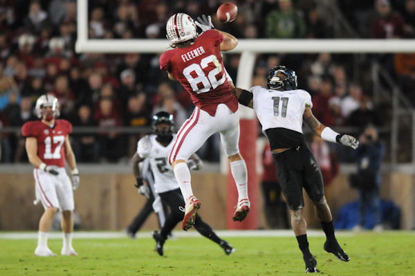 Redshirt senior Coby Fleener has seen his draft stock rise rapidly over the course of the season, as Fleener was one of the Cardinal’s most prolific threats this year with 10 of his 34 catches going for touchdowns. (LUIS AGUILAR/The Stanford Daily)