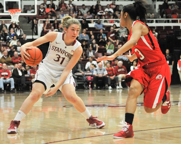 Sophomore guard Toni Kokenis had 23 points for Stanford, fueling a dominant Cardinal first half that left the squad up 19 at the break. Kokenis was 3-6 from behind the three-point arc, and the rest of the Cardinal followed suit by shooting 40.0 percent from the perimeter. (MICHAEL KHEIR/The Stanford Daily)