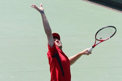 Senior Bradley Klahn was the only Stanford player to win a match this weekend, beating Clay Thompson 6-4, 6-4 at the No. 1 spot on Sunday. By that point, however, the Cardinal had already dropped each of its five other singles matches, as well as the three doubles sets. (KOR VANG/The Stanford Daily)