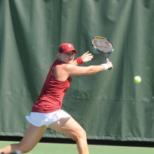 Senior Mallory Burdette will return to her home state of Georgia as the Cardinal begins the Sweet Sixteen of the NCAA women's tennis tournament. Last time Stanford traveled to Athens, Ga., Mallory and older sister Lindsay Burdette helped the squad win the finals against Florida. (IAN GARCIA-DOTY/The Stanford Daily)