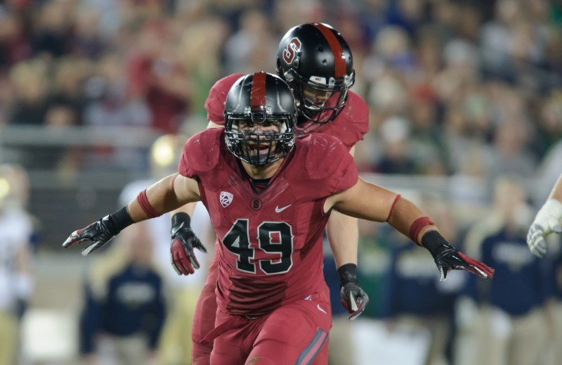 Redshirt junior defensive end Ben Gardner played a vital role in Stanford's stingy run defense that allowed less than 85 yard per game on the ground, good enough for fourth in the nation. (JOHN TODD/Stanfordphoto.com)