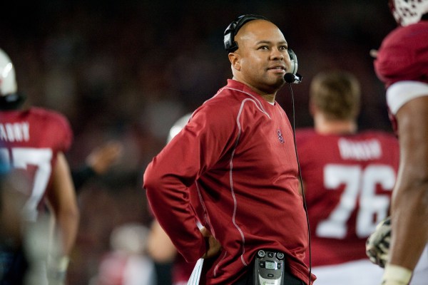 David Shaw begins his second season as the head coach of Stanford football. Shaw wants to see how his young players will respond to adversity in the first game of the year and stated that "It's not important what happens to you; it's important how you respond to what happens to you."   (DON FERIA/Stanfordphoto.com)