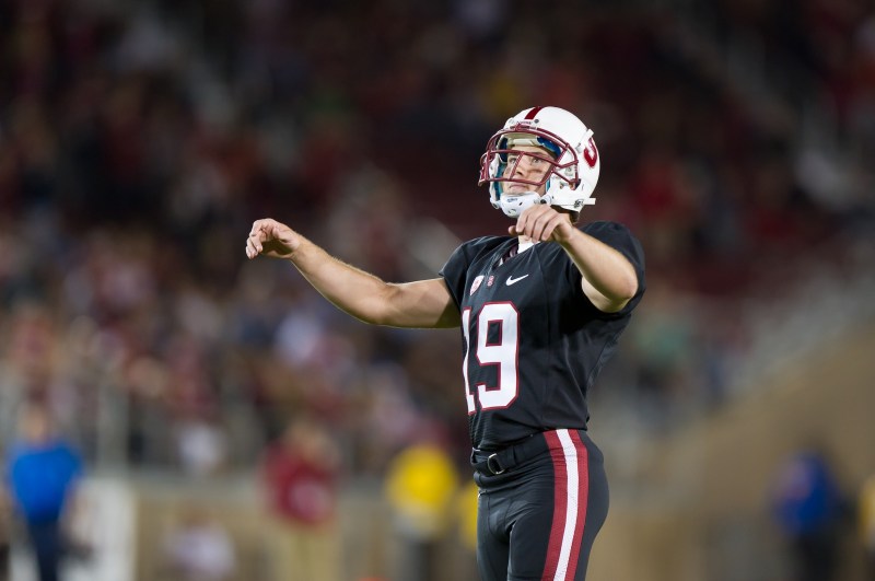 Redshirt sophomore placekicker Jordan Williamson has matured mentally since missing the game-winning field goal for the Cardinal in last season's Fiesta Bowl, where Stanford eventually lost to Oklahoma State 41-38. The kicker credits the team for helping him his regain confidence, "If I didn’t have the supportive teammates and coaches like I did, it would’ve been really difficult to come back. Stanford students as well, they were just phenomenal and showed great support." (JIM SHORIN/Stanfordphoto.com)