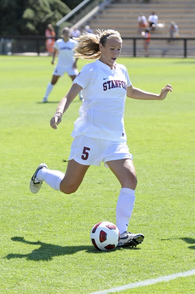 Redshirt junior forward Courtney Verloo (5) notched her third goal of the season and added her team-high seventh assist as No. 3 Stanford opened the Pac-12 season with a 3-0 victory over Arizona State.