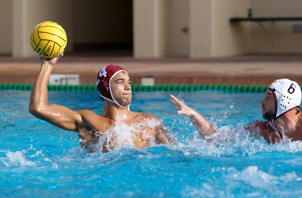 No. 6 Stanford hung with No. 1 USC in the first half of Saturday's men's water polo showdown, but the Trojans offense pushed past the Cardinal for a 9-6 win to open MPSF play (LARRY GE/The Stanford Daily).