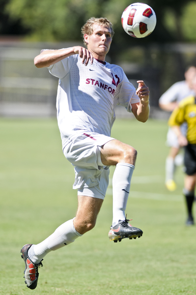 Senior Adam Jahn (12) had an assist as Stanford's took an early lead over the Huskies on Senior Day, but another red card for the Cardinal gave Washington the edge and the Huskies capitalized late to win 2-1 (Stanford Daily File Photo).