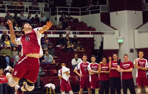 Senior outside hitter Jake Kneller (2) is the lone remaining team member from the Cardinal's 2010 NCAA Championship team (Stanford Daily File Photo).
