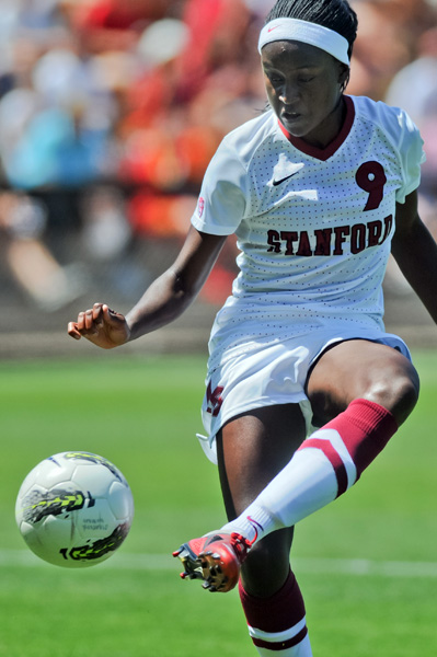 Stanford and forward Chimoa Ubogagu (9) rolled past Denver and Santa Clara over the weekend in the NCAA Tournament. The No. 1 Cardinal takes on UCLA this Friday with a trip to the College Cup on the line (Stanford Daily File Photo).