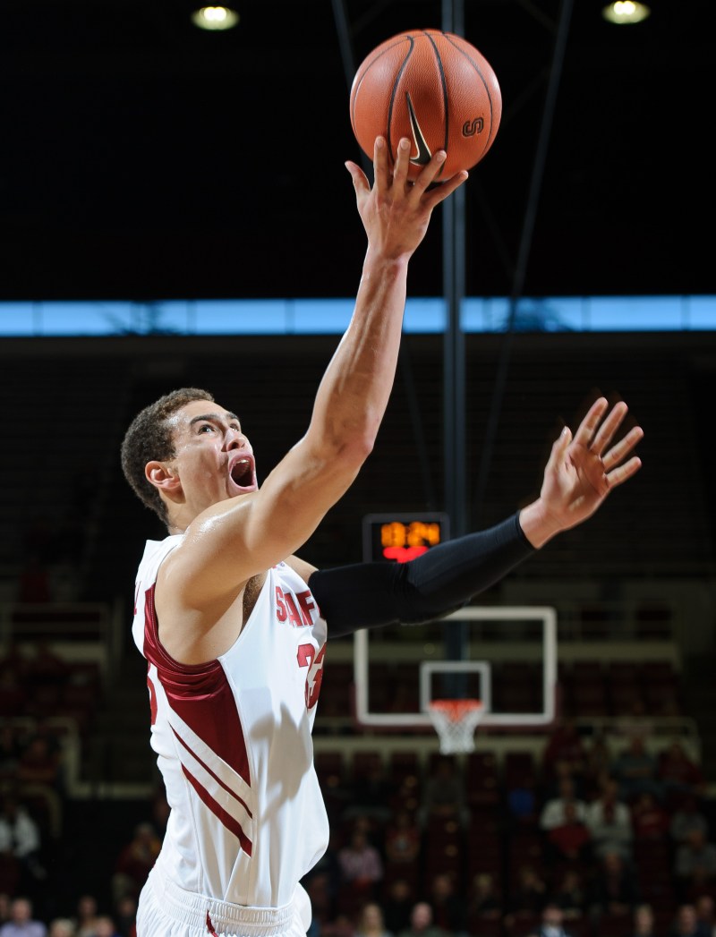 Junior forward Dwight Powell had all 20 of his points in the second half on Saturday, as Stanford held off UC-Davis 75-52 at Maples Pavilion. (JOHN TODD/isiphotos.com)