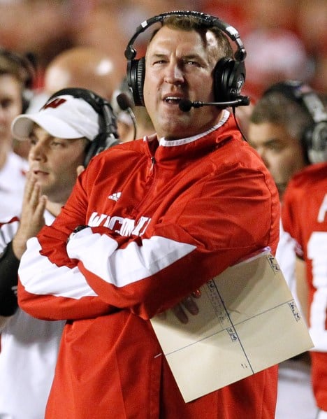 Reports have Wisconsin coach Bret Bielema headed to take the top spot at Arkansas, likely ruling him out of coaching the Badgers against Stanford in the Rose Bowl. (Mark Hoffman/Milwaukee Journal Sentinel/MCT)