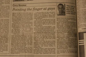 Cory Booker: “Pointing the finger at gays”