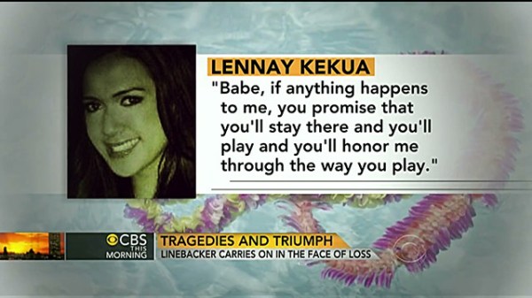 Notre Dame star linebacker Manti Te'o's girlfriend Lennay Kekua is revealed to be a hoax. Kekua had allegedly attended Stanford.