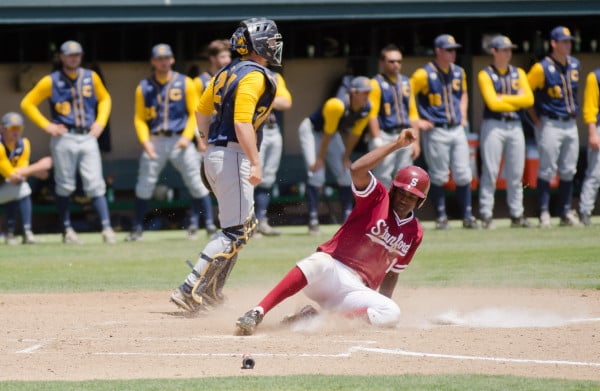 First baseman Brian Ragira scored one of five Stanford runs in a home win against Cal to close out the regular season last May. The Golden Bears return to Sunken Diamond tonight to try and avenge that loss. (DAVID VERNON/StanfordPhoto.com)