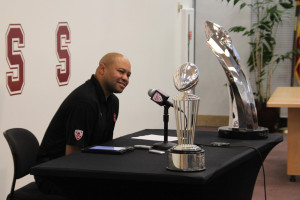 Head coach David Shaw praised the Cardinal's 2013 recruiting class on Wednesday afternoon. (AVI BAGLA/The Stanford Daily)