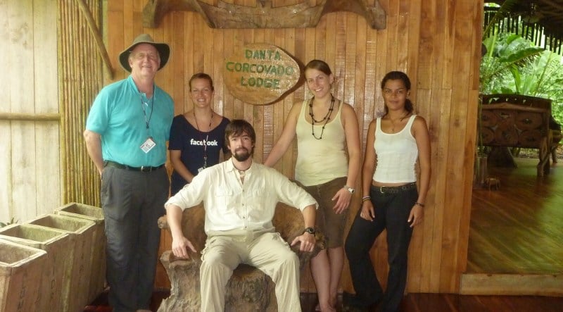 Director William Durham with Annie Scalmanini '11 M.S. '12 M.S. '13, postdoctoral fellow Carter Hunt, Molly Oshun '11 and University of Costa Rica-Golfito student Isabel Arias during a CREST trip to Costa Rica.
