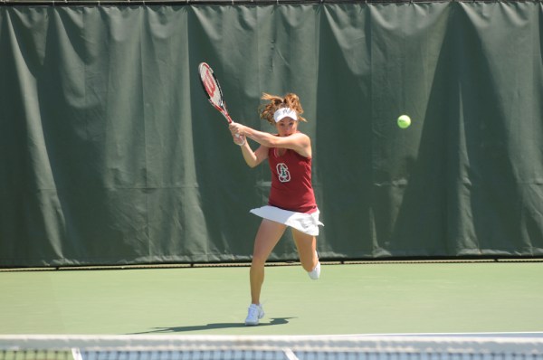Senior captain Natalie Dillon was the only Stanford player to lose a singles match against UC-Davis, and said that converting on break points would be a focus of hers going forward. (IAN GARCIA-DOTY/The Stanford Daily)