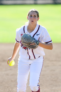 Freshman Kelsey Stevens (above) pitched a perfect game against Virginia as the Cardinal went 4-1 at the Mary Nutter Collegiate Classic. 