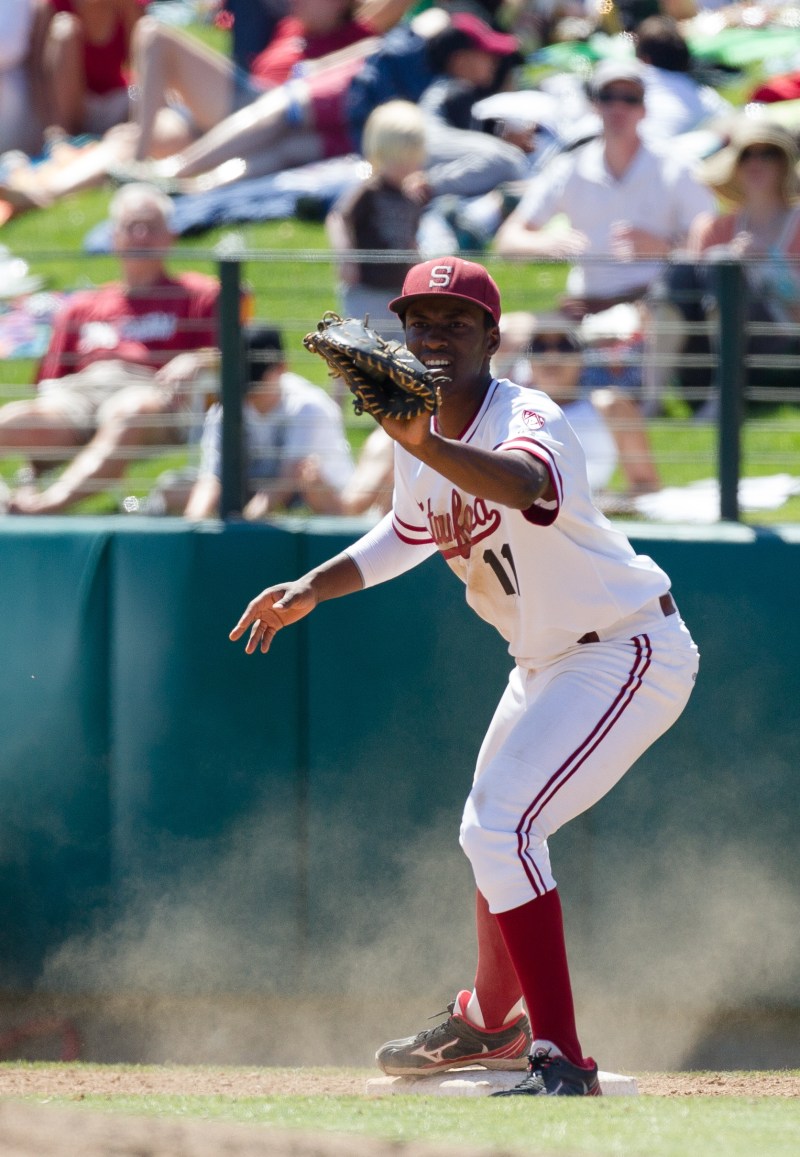 Junior first baseman Brian Ragira, whose nine-game hitting streak ended on Friday, said that the Cardinal's lack of timely hitting and solid defense proved costly in its sweep at the hands of UNLV this weekend. (BOB DREBIN/The Stanford Daily)