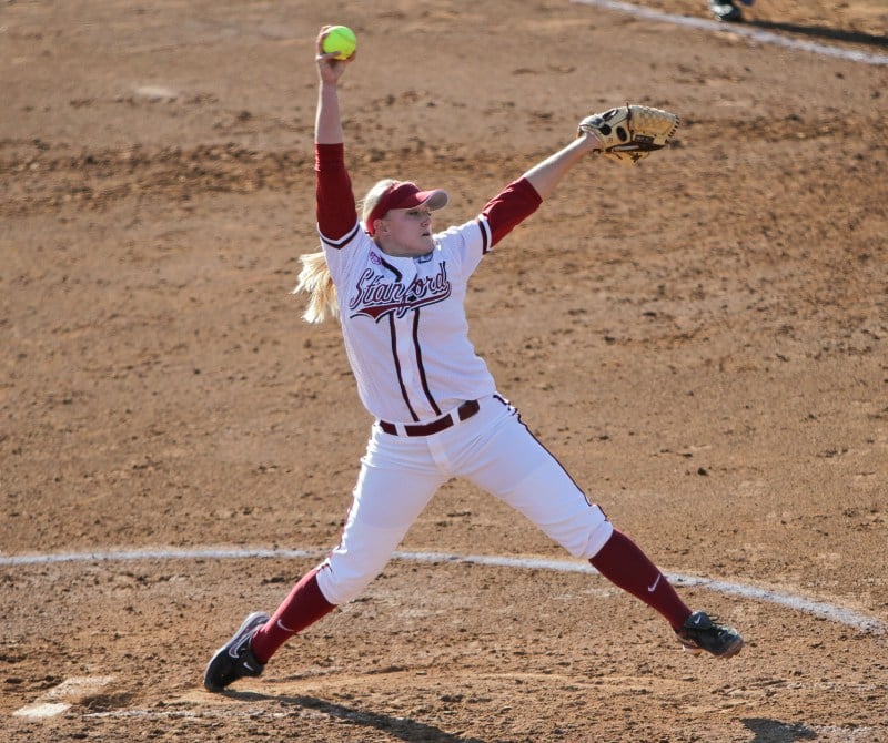 Senior pitcher Teagan Gerhart (above) gave up just one hit in a five-inning, complete game shutout of Florida Gulf Coast on Saturday. (RICK BALE/StanfordPhoto.com(RICK BALE/StanfordPhoto.com)