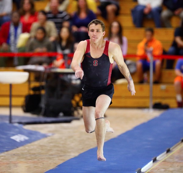 Senior Eddie Penev had one of the best meets of his Stanford career last weekend, setting three season-bests and earning national recognition from the College Gymnastics Association. (HECTOR GARCIA-MOLINA/StanfordPhoto.com)