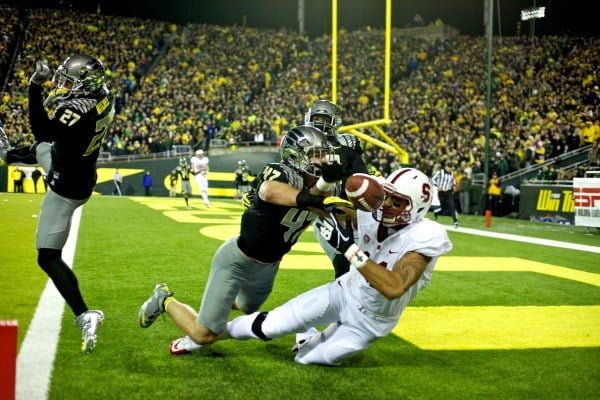 Stanford upset Oregon in Eugene in November en route to a berth in the Rose Bowl. But the next time the Cardinal sets foot in Autzen Stadium, the Ducks will have at least one fewer scholarship player on their roster. (Craig Mitchell Deyer/isiphotos.com)