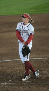 Senior Teagan Gerhart (15) earned two complete-game wins to lead Stanford past UCLA. 