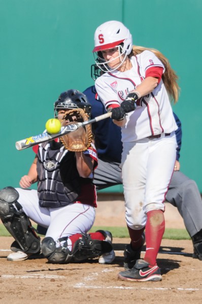 Senior Jenna Rich broke the all-time program record for RBI on Friday night. (SIMON WARBY/The Stanford Daily)