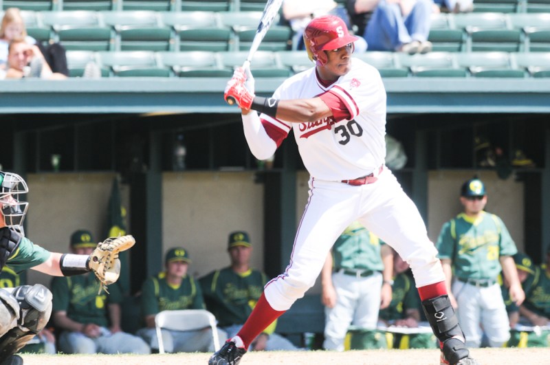 Stanford junior right fielder Austin Wilson (above) hit a two-run single in the third inning to secure his team's victory over Saint Mary's. (Stanford Daily File Photo)