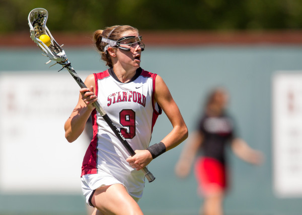 Sophomore midfielder Hannah Farr (above) and the Cardinal lacrosse team's season ended with a first-round loss to Notre Dame today (BOB DREBIN/stanfordphoto.com)