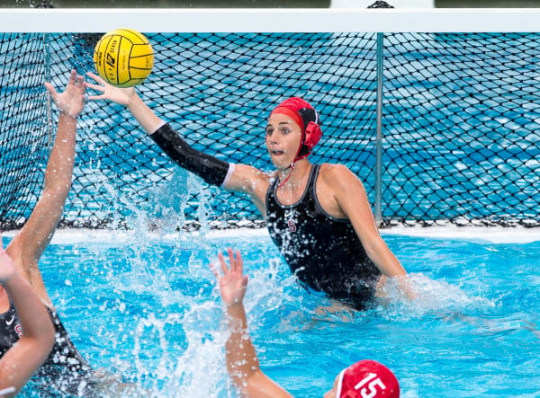 Senior goalkeeper Kate Baldoni (above) led the Cardinal into the national championship game by holding  No. 3 UCLA to just three goals in the semifinals. (BOB DREBIN/stanfordphoto.com)