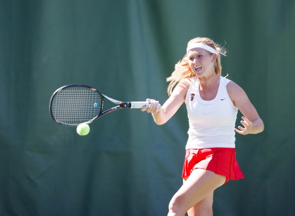 Freshman Krista Hardebeck (above) fought back from the edge of defeat to clinch (DAVID ELKINSON/StanfordPhoto.com)