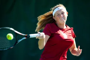 Freshman Krista Hardebeck (above) earned All-American honors for reaching the Round of 16 of the NCAA singles tournament. 