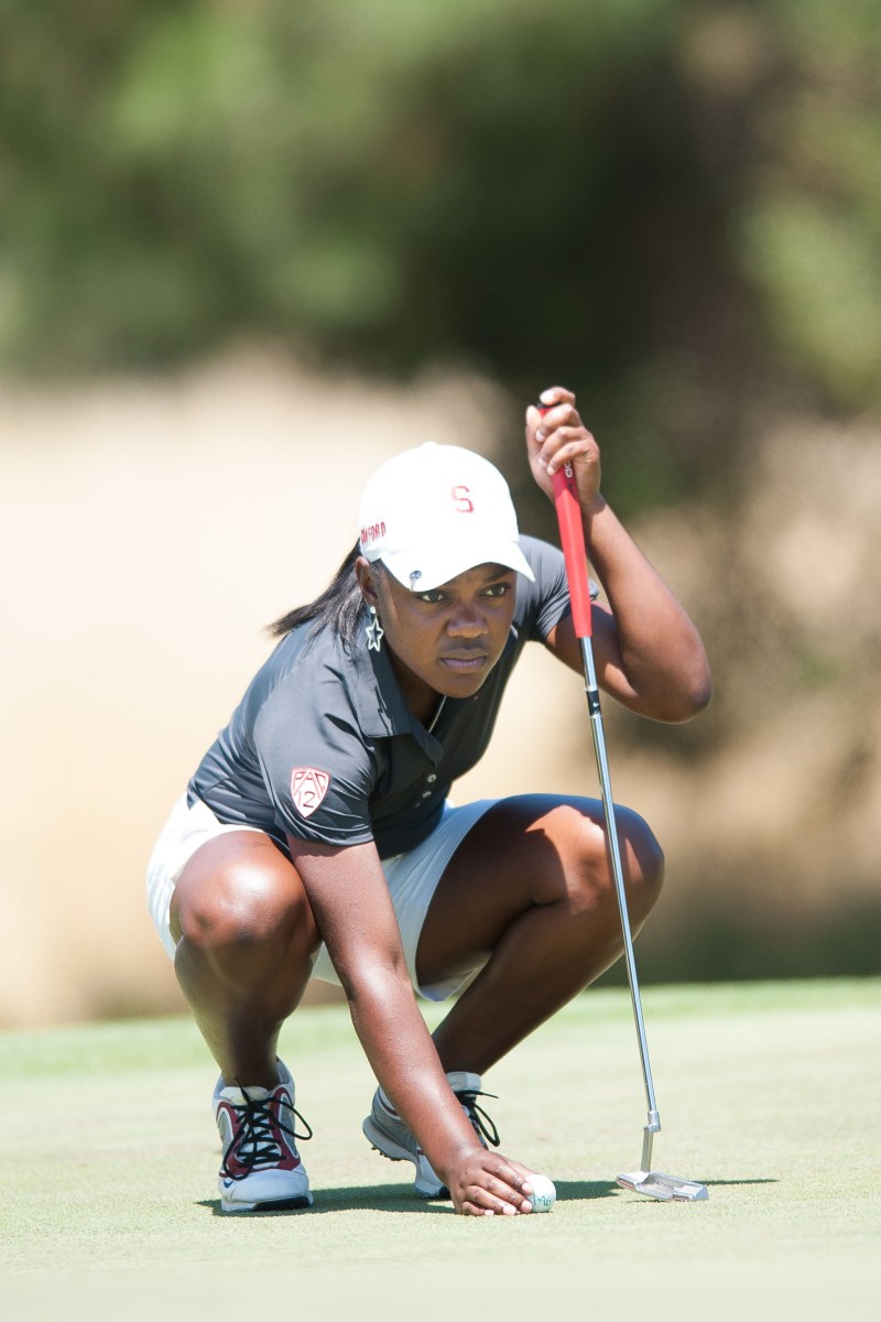 Stanford freshman Mariah Stackhouse (above) is in fifth place after two rounds of her first NCAA Championships, and is just four strokes off the pace with two more days of play ahead. (DON FERIA/isiphoto.com)