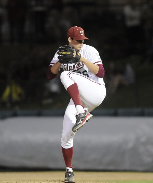 Senior ace Mark Appel needs 15 strikeouts to tie the Stanford career record. (name/THE STANFORD DAILY)