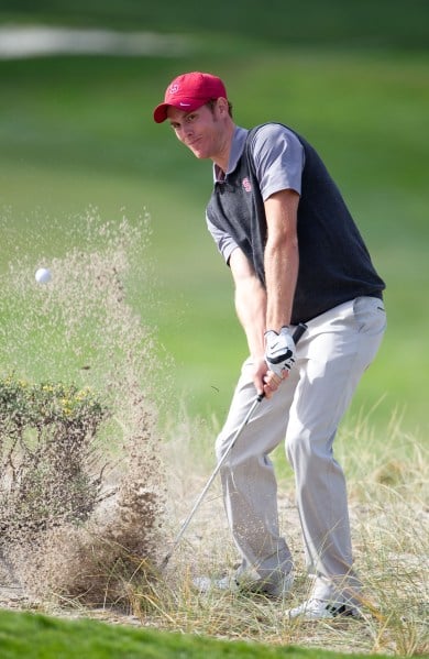 Senior Steve Kearney (above) played an excellent final round in the last conference event of his career, shooting a 2-under 68 on Wednesday. (CASEY VALENTINE/The Stanford Daily)