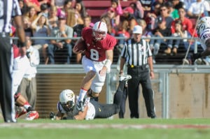 When Stanford struggled to beat Washington State 24-17 last season, Kevin Hogan wasn't yet the starting quarterback. Now that Hogan is under center, the Cardinal is expecting a lot more from its offense against the Cougars in Saturday's matchup in Seattle. (SIMON WARBY/The Stanford Daily)