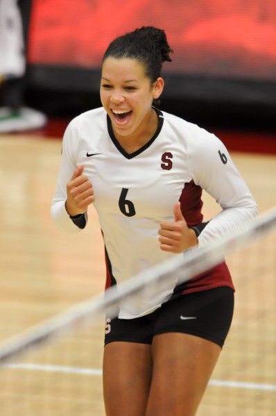 Senior Rachel Williams noted that the Cardinal didn't play its best in a 3-1 win against Cal against Wednesday, and responded in turn, leading Stanford's sweep of No. 16 ASU with nine kills. (SIMON WARBY/The Stanford Daily)