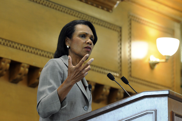 Former Secretary of State Condoleezza Rice, a professor in Stanford's Graduate School of Business and a Cardinal sports fan, will serve on the NCAA football playoff selection committee starting next year. (ANDREW HEN/The Stanford Daily)
