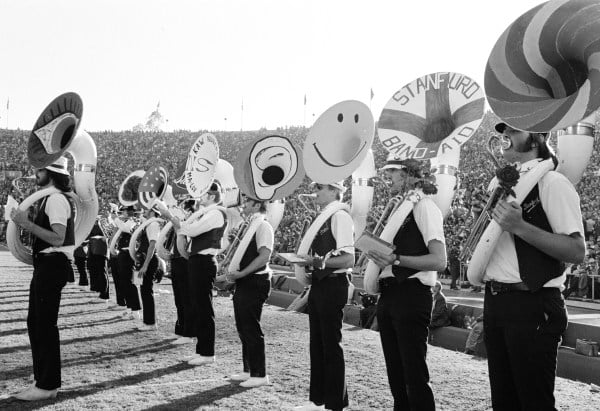 The Leland Stanford Junior University Marching Band took on its modern form after the Band Strike of '63. (Courtesy of the Stanford University Archives)