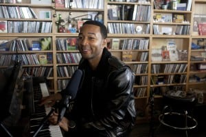 John Legend performs at the Tiny Desk Concert on Wednesday, October 23, 2013. (Courtesy of Abby Oldham/NPR Music)