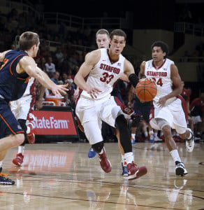 Senior forward Dwight Powell (#33) led the Cardinal to victory on Friday evening with 17 points, 12 rebounds and five assists.