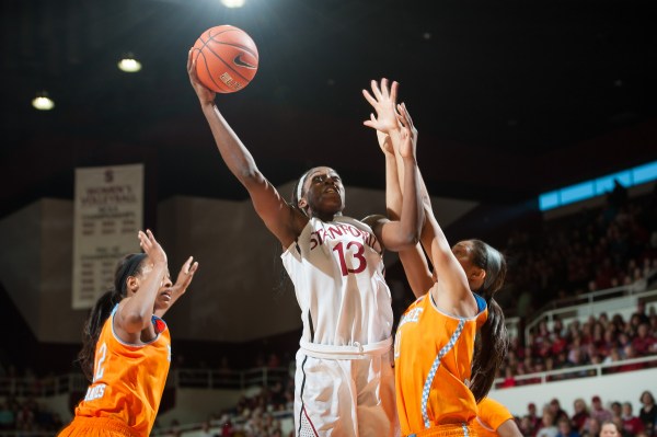 National player of the year candidate Chiney Ogwumike (above) lead the Cardinal to victory on Saturday,  posting the first 30-point, 20-rebound game of her career with 32 points and a season-high 20 rebounds. (JOHN TODD/Stanford Photo).