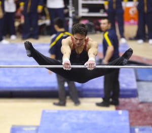 Junior Brian Knott finished first in the parallel bars in the NCAA team finals last year, and headlines a Cardinal team that is looking to replace Nissen-Emery Award winner Eddie Penev. (HECTOR GARCIA-MOLINA/StanfordPhoto.com)