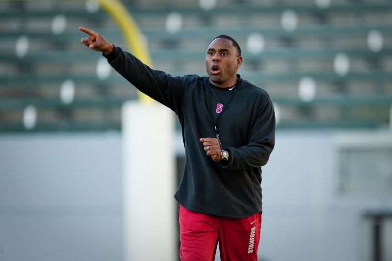 Stanford defensive coordinator Derek Mason (above) will leave the Farm to become the next head coach at Vanderbilt, according to multiple sources. (Don Feria/isiphotos.com)