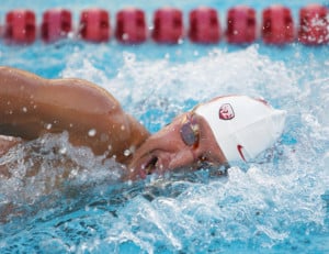 David Nolan won two events in Friday's victory over Arizona. (LARRY GE/The Stanford Daily)