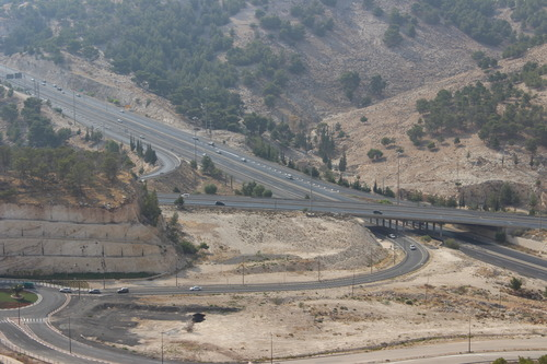 Current highway in the West Bank — connects illegal Israeli settlements to Jerusalem
