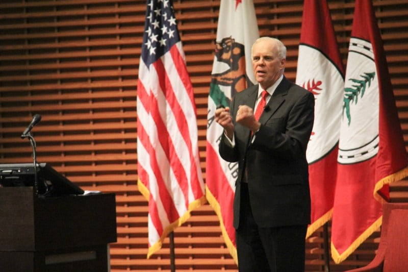 This year, President John Hennessy (above) made sustainability the main emphasis of his annual Address to the Academic Council. (SEAN CHRISTOFFERSON/The Stanford Daily)